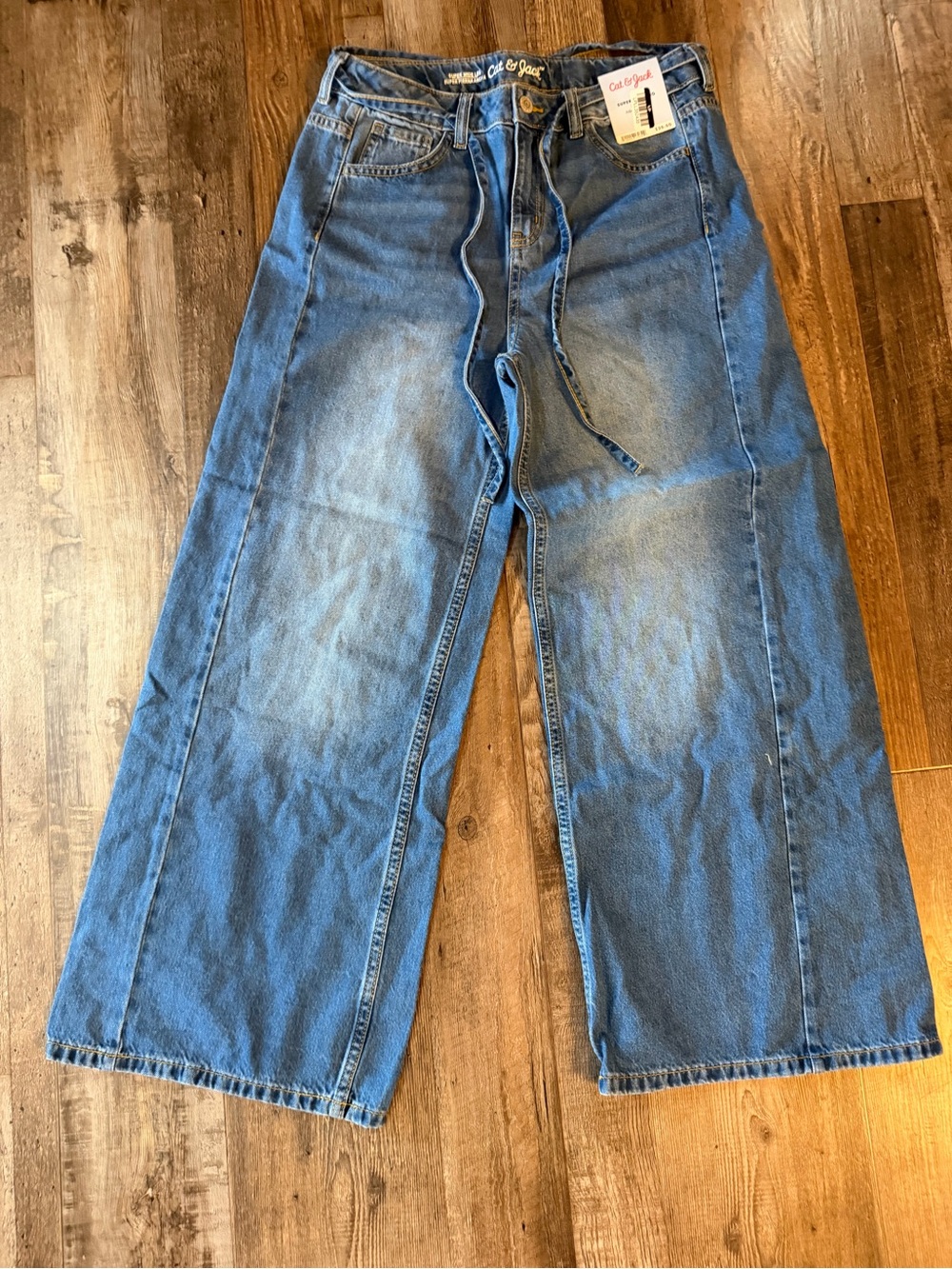 Cat & Jack Relaxed Wide-Leg Blue Denim Jeans Sz 16 NWT